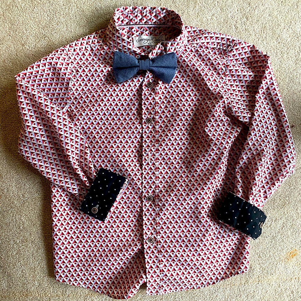 Sovereign Code Button Penguins Shirt (Sz 6) BowTie